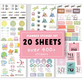 Pocket-Sized Planner Stickers – 400+ Matte Stickers, Eco-Friendly, Unique Designs, 20 Sheets for Journals, Calendars & Planners