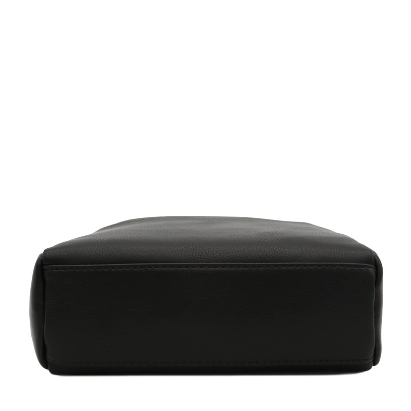 FashionPuzzle Triple Zip Small Crossbody Bag (Black)