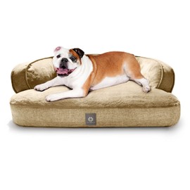 MICRODRY – Soft, Cozy & Plush Dog Pet Bed, Machine Washable, Self Warming - Medium to Large Size Dogs - 36x26x8 inches, Linen