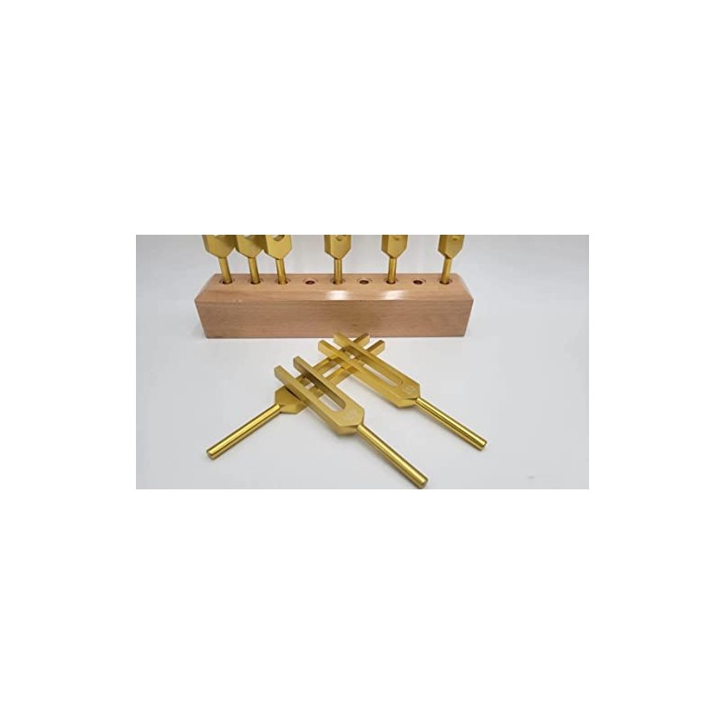 Solfeggio Set of 9 Gold Color Unweighted Tuning Fork Set