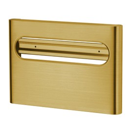 Stardrix Slim Brushed Gold Stainless Steel Toilet Seat Cover Dispenser – Designer Wall-Mount Holder with Curved Edges and Large Capacity for Single or 1/2 Fold Covers, Aesthetic and Modern Look