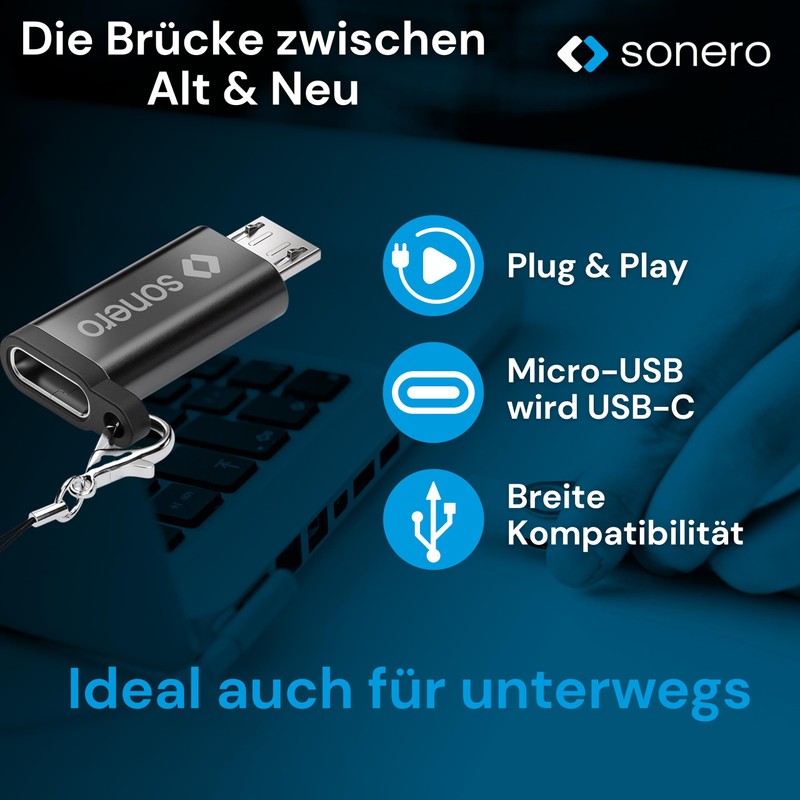 sonero® Micro USB auf USB-C Adapter, kompatibel mit Apple Geräten,