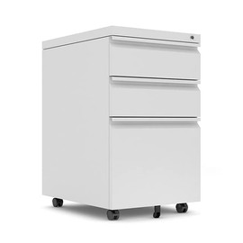 GangMei Under Desk File Cabinet, 3 Drawers Mobile Metal Filing Cabinet with Lock and Wheels for Home Office Letter/Legal/A4