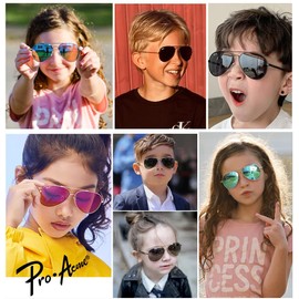 Pro Acme Kids Aviator Sunglasses for Boys Girls, Polarized Small Face for Youth Juniors Age 3-18, with Two Sizes 50MM 52MM (Gold Frame/Pink Mirrored Lens)