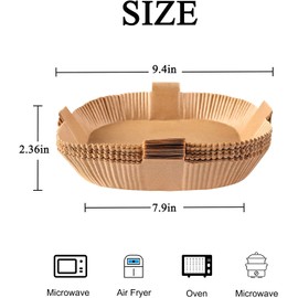 Papel para Freidora de Aire 100pzs, Forro de Papel Desechable de 16cm, Air Fryer Disposable Paper Liner a Prueba de Aceite, Resistente al Agua Antiadherente (Large-100PCS)