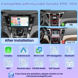 Roinvou 8 Cores 4+64G Android Radio Upgrade for Hyundai Sonata 2010-2014, 9'' HD Touchscreen with Wireless CarPlay Android Auto GPS Navigation WiFi Backup Camera Mirror Link Bluetooth Mic RDS