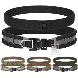 KRYDEX Tactical Belt Tegris Rigid Duty Belt Cobra Buckle D-ring Laser Cut MOLLE - M, Coyote Brown