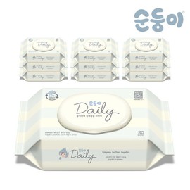 Sundungi biodegradable tissue daily cap type 80 sheets 10 packs/DaC-01 / 순둥이  생분해물티슈 데일리 캡형 80매 10팩/DaC-01