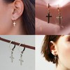 CERSLIMO Stud Earrings Silver 925 Gold Small Cross Earrings Hoop