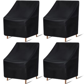 Tegeme 4 Pieces Outdoor Patio Chair Covers, Waterproof Stackable High Back Seat Covers, Outside Garden Lawn Cover for Anti-UV, Snow Dust, Windproof, Black (47 x 25 x 25 x 27.5 Inch)