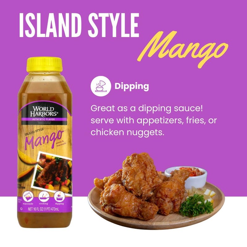 World Harbors Island Mango Sauce & Marinade - Low-Calorie, Sweet