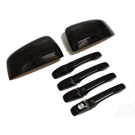 JUMBOMOTOR Glossy Black Style Side Door Handle and Rearview Mirror Add-on Cover Trims Compatible with Dodge Durango 2011-2021