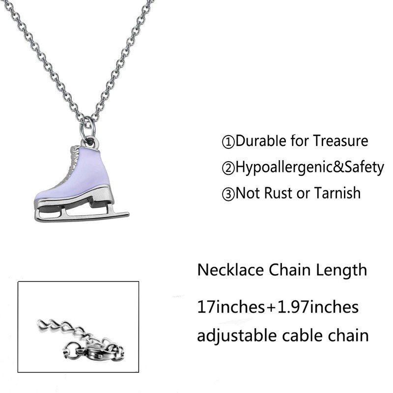 Skater Necklace Ice Skate Necklace White Enameled Figure Skating Pendant