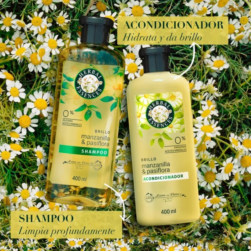 Shampoo Herbal Essences Brillo Manzanilla & Pasiflora 400 ml