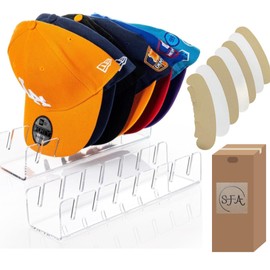 ShimmerFitActive Hat Stand for Baseball Caps Display and Organizer - 2 Pack, No Install Acrylic Hat Holder for 14 Baseball Caps for Bedroom, Closet, Dresser (Clear) with Baseball Cap Inserts
