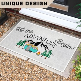 Likjad Rv Outdoor Mat,Outdoor Camping Rug Camper Must Haves,Rv Camper Camping Mat Rug,Rv Door Mat,Rv Camping Accessories,Let The Begin Adventure,Porch Decor Mat Coir Doormat 17x30 Inch