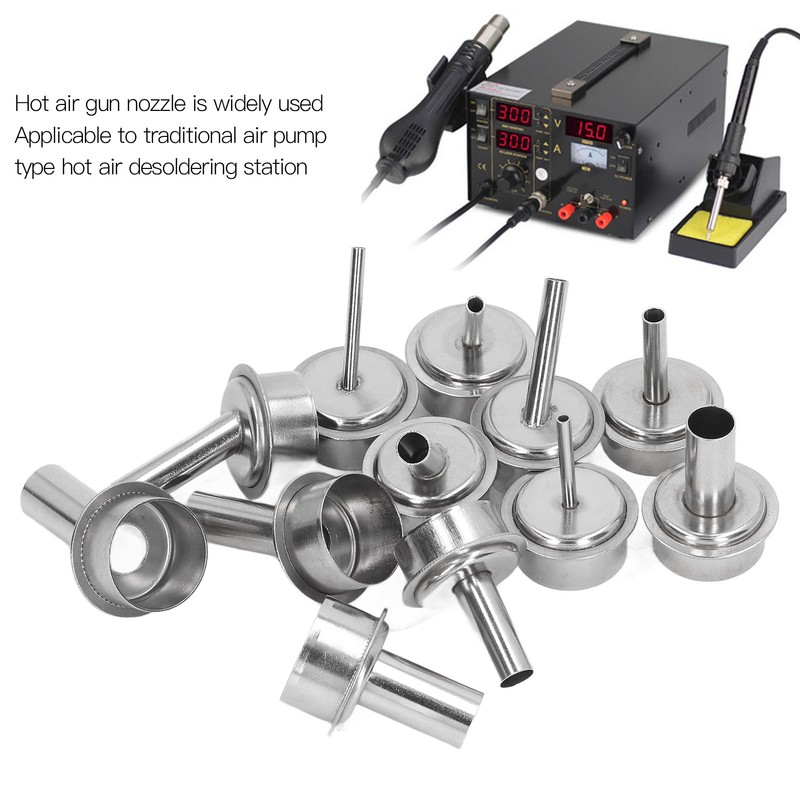 12Pcs Universal Hot Air Gun Nozzle Stainless Steel Standard Size