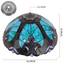 Tiffany Stained Glass Lampshade Replacement Only Blue Lampshade Desk Lamp Floor Lamp Pendant Lamp Home Office Decoration Lamp W16H8 Inch Suitable For Living Room, Bedroom, Study, Dining Room