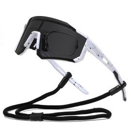 Suertree Cycling Glasses Sports Glasses Women Men Quick Glasses Lightweight Myopic Polarised Sports Sunglasses with UV400 for Sun Protection, Fishing, Travel, Outdoor Activities, White+grey+jsnq