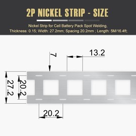 MatchWhiz 2P Nickel Strip 0.15x27mm (16.4ft/roll) Spacing 20.2mm for 18650 Soldering, Li-Po Battery, NiMh and NiCd Battery Pack Battery and Spot Welding 18650 Battery Pack DIY