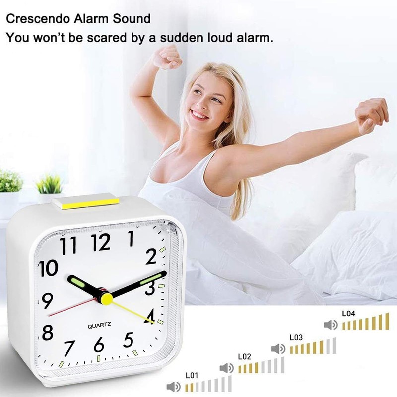 Night Light Small Alarm Clock | Silent Non-Ticking Quartz Clock