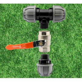 tee Junction Fitting with Metal Full Flow Valve for mdpe Water Supply Pipe,Available for 20mm,25mm and 32mm Pipe Sizes (25mm mdpe)
