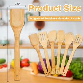 Wooden Spoon Set, 6 Pcs Wooden Spoons Cooking Utensils Wooden Utensils for Cooking Set Premium Wooden Kitchen Utensils