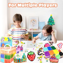 Ironing Beads Set, 20 Colours, 5 mm Ironing Beads with Storage Box, Ironing Beads Plates, Pattern, Beads Set, DIY Design, Gift Craft Ideas for Boys Girls Children 5+