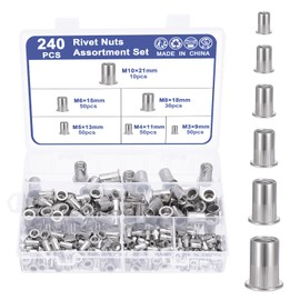 HSEAMALL 240-Piece 304 Stainless Steel Rivet Nuts M3 M4 M5 M6 M8 M10 for Automotive, Industrial & DIY Projects Corrosion-Resistant, High-Strength Fasteners