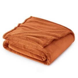 Bedsure Fleece Throw Blanket for Sofa - Soft Cosy Fluffy Blankets for Bed, Warm Single Throws for Audlts, Burnt Orange, 130x150 cm