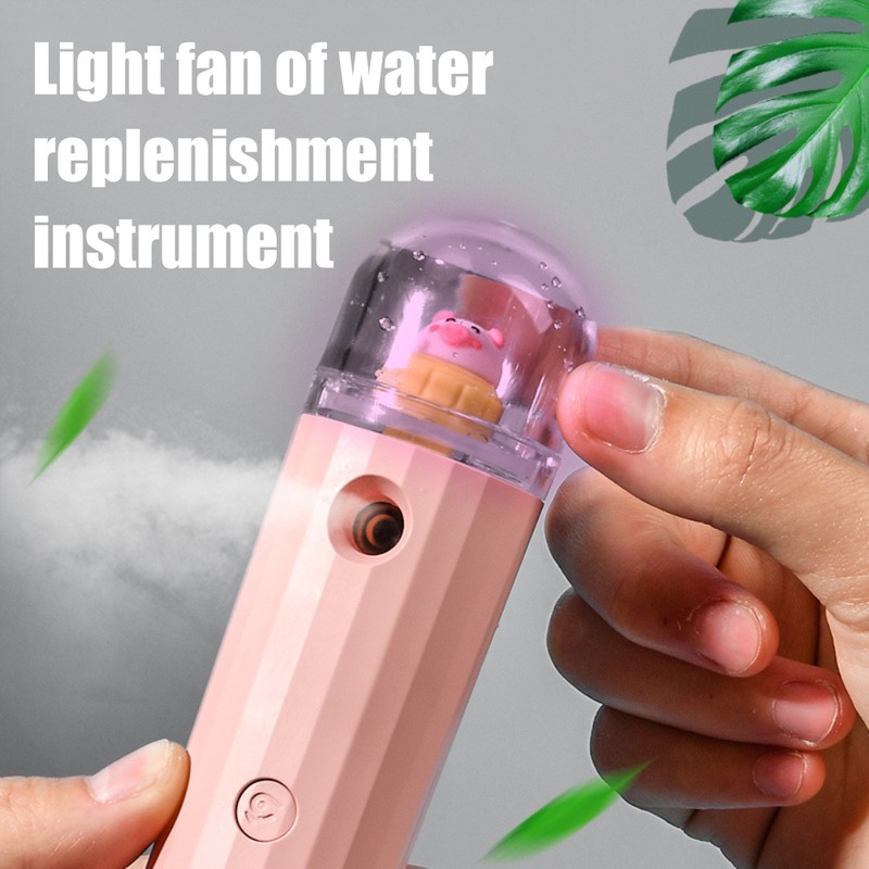 Portable Handheld Fan Mini Pocket Fan with Humidifier Nightlight Rechargeable