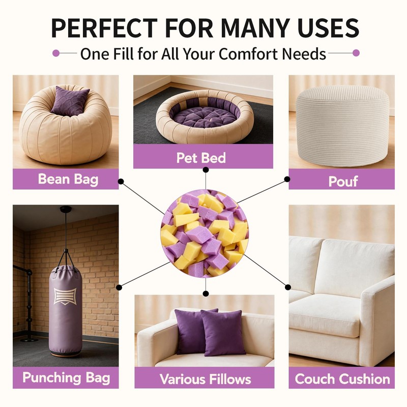 Eleven Artisan Shredded Memory Foam Filling, 10 lb Bean Bag