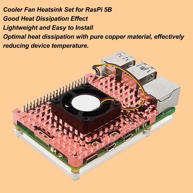 Heatsink Fan Kit for RasPi 5B 5V Single Cooling Fan