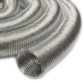 Electriduct 9mm / 0.35" Thermal Sleeve Heat Shield Fiberglass Aluminum Foil Corrugated Conduit High Temperature Protection for Hoses, Wire Harnesses, Cables, Automotive, Exhaust - 10 Feet - Silver