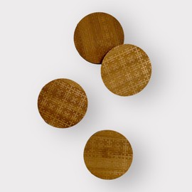 Drink Coasters by Built Quilt (Various Designs), Engraved Bamboo Wood, Neutral Color, Quilt Inspired Patterns, 3.75", Set of 4 with Felt Feet (Four Clowns, Round)…