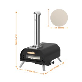 Multi-Fuel Outdoor Manual Rotating Wood Fired Pizza Oven Portable Stainless Steel Chimney Wood Pellet Pizza Ovencolor: Light Grey