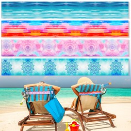 Boao 4 Pack Towel Bands for Beach Chair, Pool & Cruise Essentials, Elastic and Windproof, Towel Chair Clips Lounge Strap Holder, Cruise Ship Accessories (Gradient Style)
