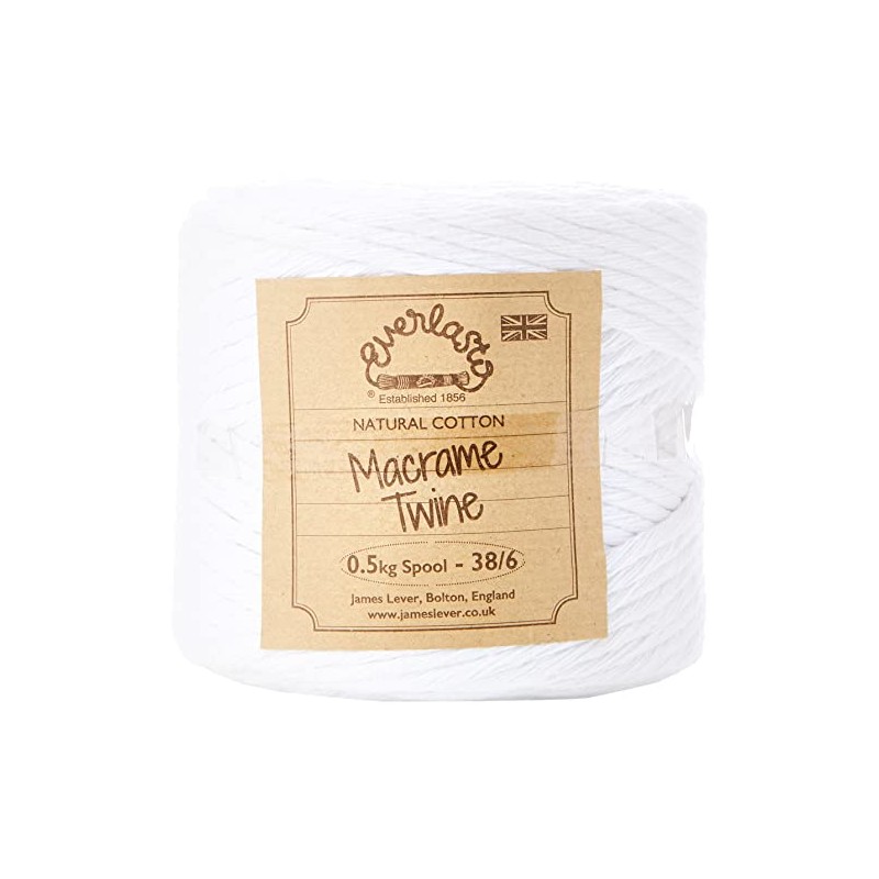 0.5KG SPOOLS EVERLASTO SINGLE TWIST SOFT COTTON MACRAME CRAFT TWINE