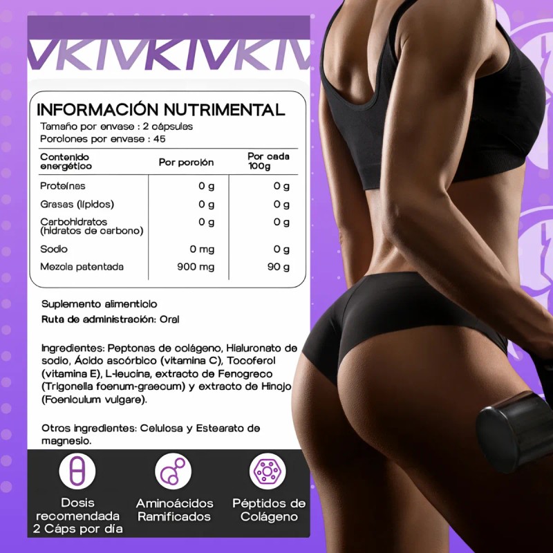 Suplemento Quemador De Grasa Corporal + Glúteo Peptonas Kiv