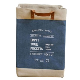 Laundry Basket Grocery Bag Jute Large Capacity Dirty Clothes Storage Basket Bucket for Home Light Denim