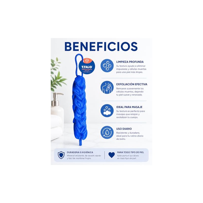 Trenza Malla Exfoliante Baño Taio Limpieza Corporal