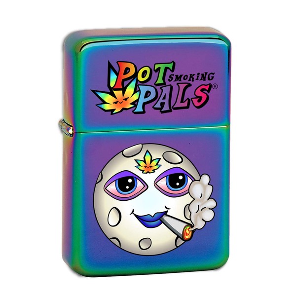 Pot Smoking Pals Happy Smiling Moon Space Stoner Friend KGM Thunderbird Vintage Lighter - Prizm