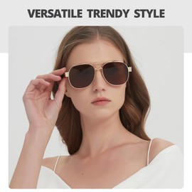 LVIOE Aviator Polarized Sunglasses for Men Women Trendy Classic Retro Shades with UV400 Protection for Driving Fishing LS1204