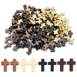 200Pcs 4 Colors Small Wood Cross Charm Mini Wooden Cross Charm Pendants for Jewelry Making Bulk Wood Cross Beads for Necklace Bracelets Hanging
