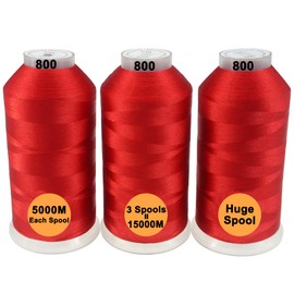 New brothread Set of 3 Red Colours Polyester Machine Embroidery Thread Giant Spool 5000 m for All Embroidery Machines