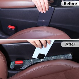 Briwill Bling Seat Gap Filler Handmade Crystal Rhinestone Diamond Bling Gap Filler for Car SUV Truck Colorful Bling Car Accessories for Women(AB Color)