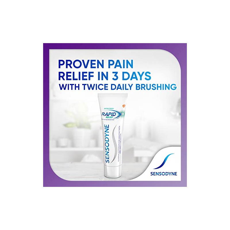 Sensodyne Rapid Relief Sensitivity Toothpaste for Sensitive Teeth, Extra Fresh,