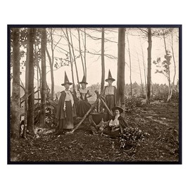 Witch Decor - Wicca Witchy Room Decor - Wiccan Witchcraft Supplies - Witches Coven Wall Art - Gothic Living Room Home Decorations - Pagan Gifts - Goth Bedroom Decor - Vintage Witches Photo - Paganism