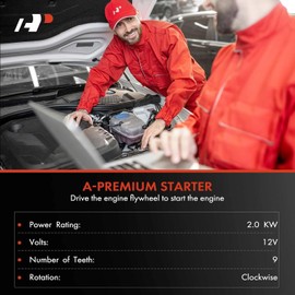 A-Premium Starter Motor Compatible with Toyota 4Runner 2003-2009, Sequoia 2001-2009, Tundra 2000-2009, Land Cruiser 1998-2007 & Lexus GX470 2003-2009, 4.7L, 12V 2.0KW CW 9-Tooth, Replaces 228000-8810