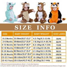 Doladola Baby Hooded Flannel Spring Romper Pyjamas Clothing Cartoon Animal Jumpsuit for Girls and Boys, tiger